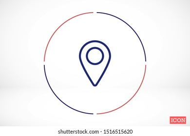 Map pin location. Location icon. Map pointer icon. Map pin Design style Modern icon.Location pin sign Isolated on white background.