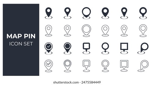 Map pin and location icon set