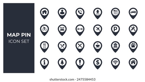 Map pin and location icon set