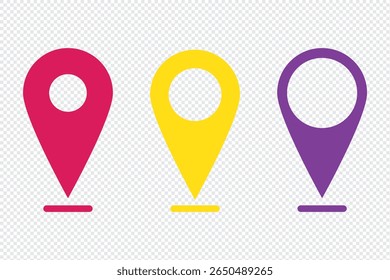 Map pin location icon set. Set of location vector icons. GPS pointer, map pin place symbol.