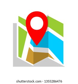 map with pin location icon symbol