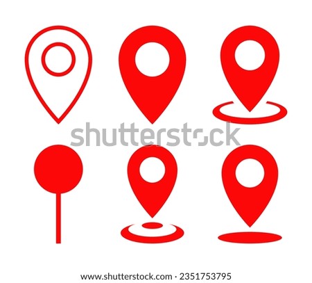 Map pin location icon vector in flat style. Address sign symbol set collection
