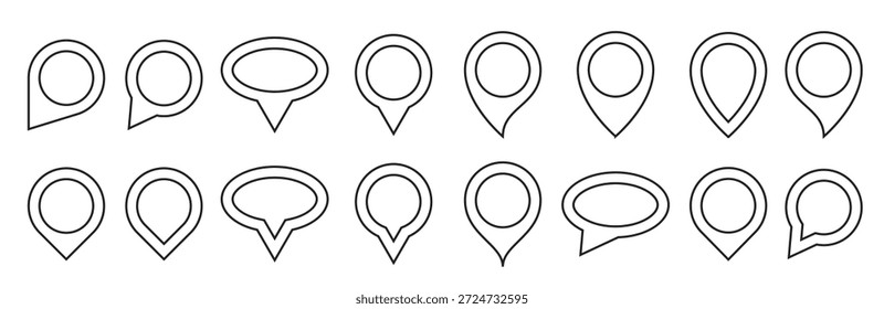 map pin location icons line set 