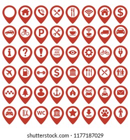 Map pin location icons set on white background. Vector illustration