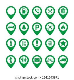Map pin location icons set on white background. Vector illustration