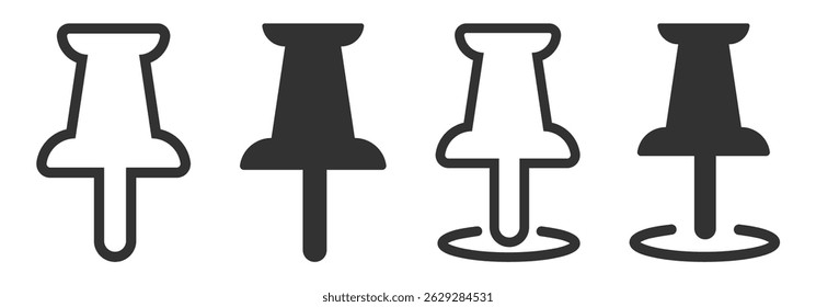 Map Pin and Location Icons Set. GPS Pointer, Address Symbol, Flat and Outline Vector Collection for Navigation and Maps Isolated on Transparent