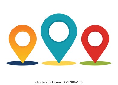 Map Pin Location Icons Set – Modern GPS Markers Vector on White Background.