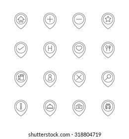 map pin location icons set