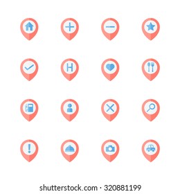 map pin location icons set