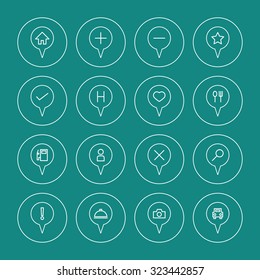map pin location icons set
