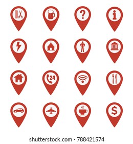 Map pin location icons set on white background. Vector illustration