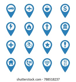 Map pin location icons set on white background. Vector illustration
