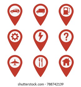 Map pin location icons set on white background. Vector illustration