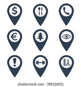 Map pin location icons set on white background. Vector illustration