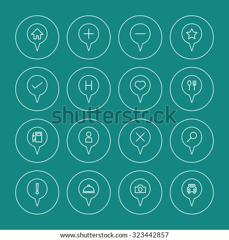 map pin location icons set