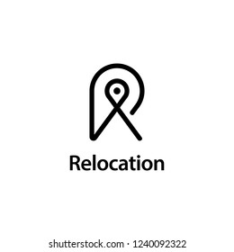 Map Pin Location with Initial Letter R Logo Design Inspiration