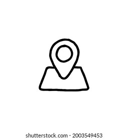 Map pin, location line icon. Sketch style, hand drawn style. icon symbol vector illustration