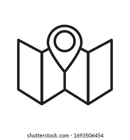 map with pin location line style vector illustration design