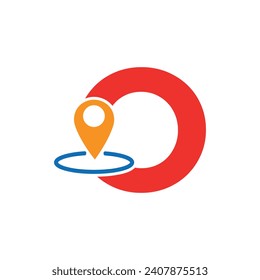 Map pin location logo combine with letter O vector template