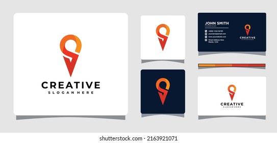 Map Pin Location Logo Template With Business Card Design Inspiration