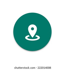 Map pin, location mark icon. Flat icon on colorful floating ui action button. 