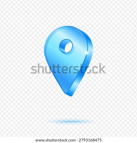 Map Pin Location Marker, 3D Blue Glossy Navigation Icon