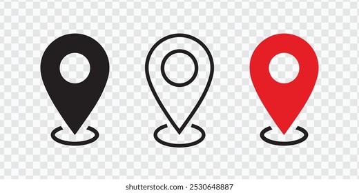 Map Pin and Location Marker Icon Set in Flat Style