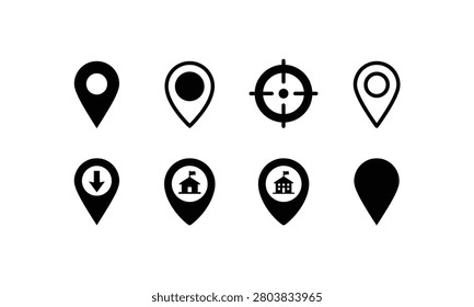 Map pin location markers with navigation and target destination navigation.