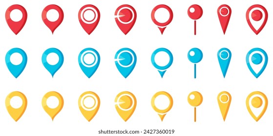 Map pin, location pointers, vector set