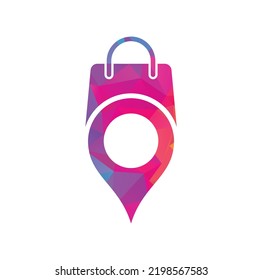 Map Pin Location with Shopping Bag Logo Design. Pin Point Shop And Shopping Logo Design Element