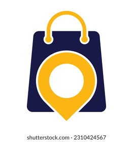 Map Pin Location with Shopping Bag Logo Design. Pin Point Shop And Shopping Logo Design Element