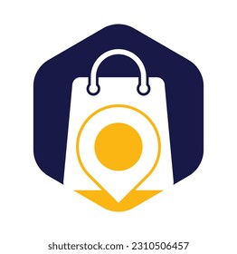 Map Pin Location with Shopping Bag Logo Design. Pin Point Shop And Shopping Logo Design Element