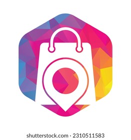 Map Pin Location with Shopping Bag Logo Design. Pin Point Shop And Shopping Logo Design Element