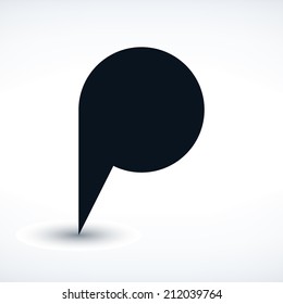 Map pin location sign circle icon in flat style. Simple black shapes with gray gradient oval shadow on white background. This web design element vector illustration save in 8 eps