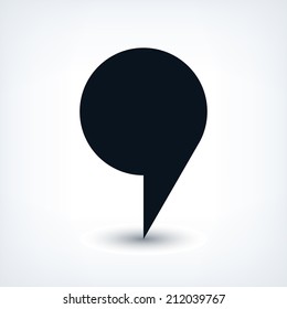 Map pin location sign circle icon in flat style. Simple black shapes with gray gradient oval shadow on white background. This web design element vector illustration save in 8 eps