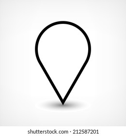 Map pin location sign circle icon in flat style. Simple black shapes with gray gradient oval shadow on white background. This web design element vector illustration save in 8 eps