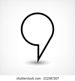 Map pin location sign circle icon in flat style. Simple black shapes with gray gradient oval shadow on white background. This web design element vector illustration save in 8 eps