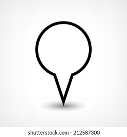Map pin location sign circle icon in flat style. Simple black shapes with gray gradient oval shadow on white background. This web design element vector illustration save in 8 eps