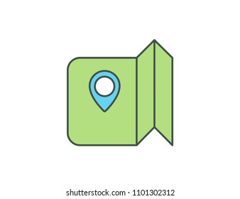 Map with a pin, location sign icon in trendy flat style isolated on white background