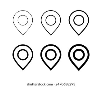 Map pin location sign icon vector illustration, location pin vector set, collection of gps pointer symbol, navigation pin in line art style 