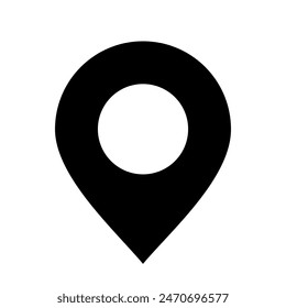 Icono de signo de ubicación de pin de mapa Ilustración vectorial, símbolo de marcador de pin de ubicación negro Vector