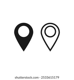 Ilustração do vetor do ícone do sinal de localização do pino do mapa, vetor do símbolo do marcador do pino da localização preta