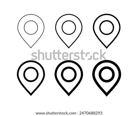 Map pin location sign icon vector illustration, location pin vector set, collection of gps pointer symbol, navigation pin in line art style 
