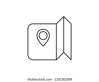map with a pin, location sign line icon in trendy flat style isolated on white background