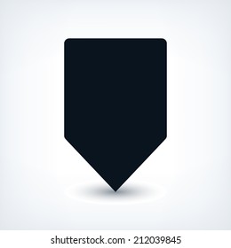 Map Pin Location Sign Rounded Square Icon In Flat Style. Simple Black Shapes With Gray Gradient Oval Shadow On White Background. This Web Design Element Vector Illustration Save In 8 Eps