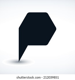 Map pin location sign rounded polygon icon in flat style. Simple black shapes with gray gradient oval shadow on white background. This web design element vector illustration save in 8 eps