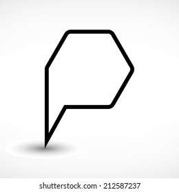 Map pin location sign rounded polygon icon in flat style. Simple black shapes with gray gradient oval shadow on white background. This web design element vector illustration save in 8 eps