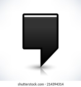 Map pin location sign rounded square icon in flat style. Simple black shapes with gray gradient shadow and reflection isolated on white background. Web design element save in vector illustration 8 eps