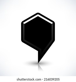 Map pin location sign rounded polygon icon in flat style. Simple black shapes with gray gradient shadow and reflection isolated on white background. Web design element save vector illustration 8 eps