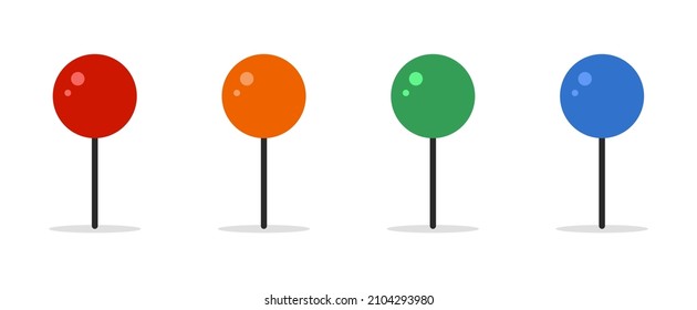 Map pin location signs set. Pushpin, label, place, needle on white background. Vector illustration